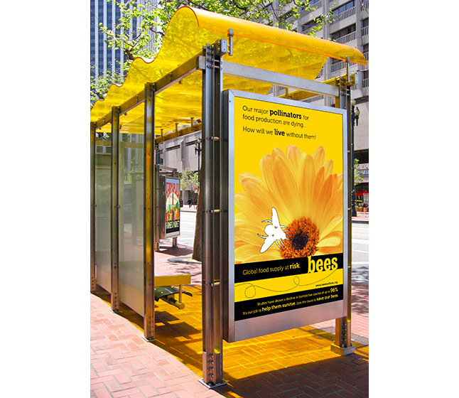 Bus shelter showing poster