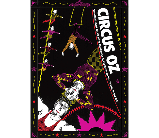 Circus Oz poster showing acrobats